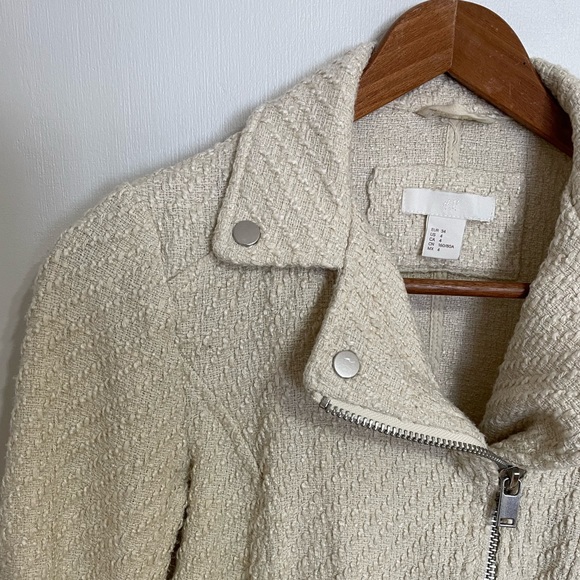 H&M Textured Biker Jacket Size 4 - Picture 2 of 11